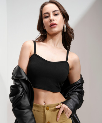 Tokyo Talkies Casual Solid Women Black Top