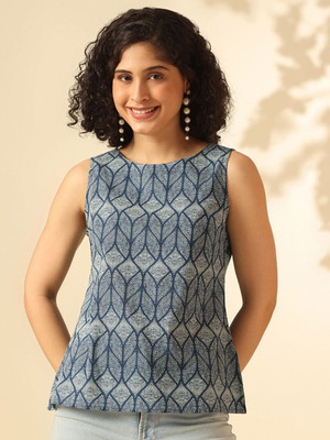 ANOUK Casual Printed Women Blue Top