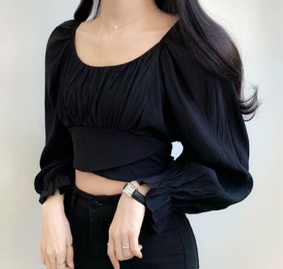 Asadgarmant Casual Solid Women Black Top