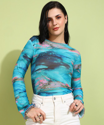 FashFun Casual 3/4 Sleeve Tie & Dye Women Multicolor Top