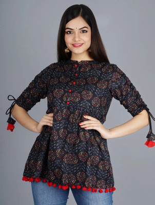 KHOWAL Casual Printed Women Multicolor Top