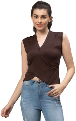 Globus Casual Solid Women Brown Top