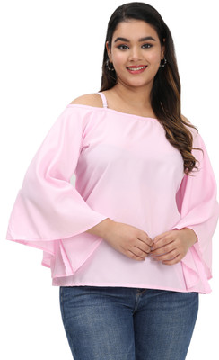 MASSIDESIGN Casual Solid Women Pink Top