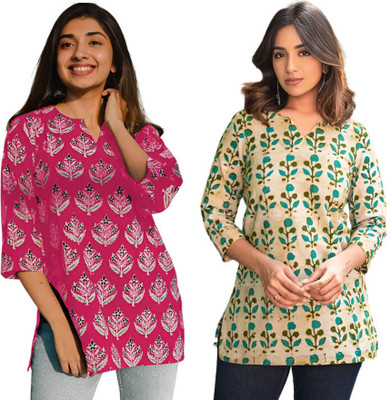 ak fashion mall Casual Printed, Ethnic Motifs Women Pink Top