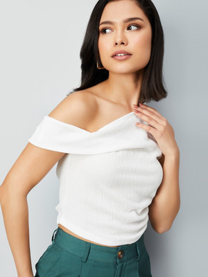 MAX Casual Self Design Women White Top