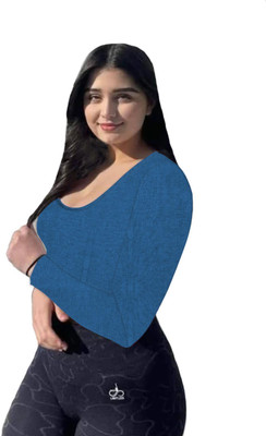 THE BLAZZE Casual Solid Women Light Blue Top