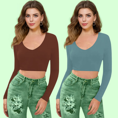 NAVYANKAA Casual Solid Women Light Blue Top