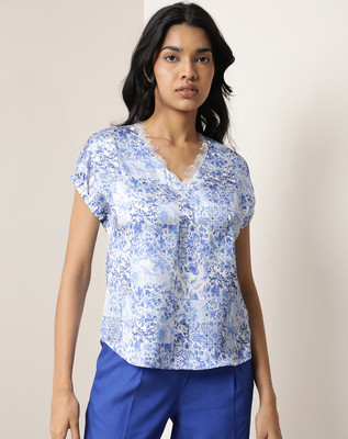 RAREISM Casual Printed Women Blue Top