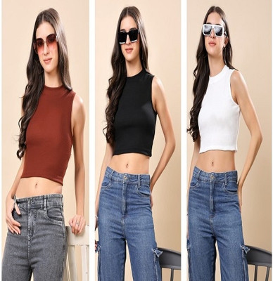 TUSIFASHION Casual Solid Women Black, White, Maroon Top