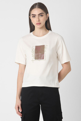 VAN HEUSEN Casual Printed Women Beige Top