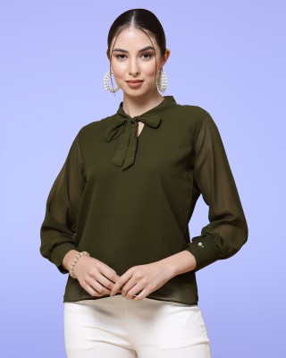 HASMI TRENDZ Casual Solid Women Green Top