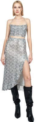 Cover Story Animal Print Women Regular Silver Skirt