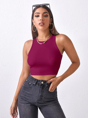 Berry Bird Casual Solid Women Purple Top