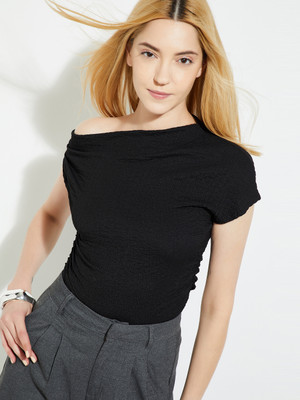 MAX Casual Solid Women Black Top