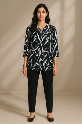 progreto Casual Printed Women Black, White Top