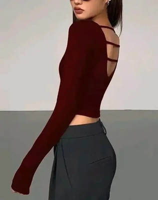 Mcgluwa Casual Solid Women Maroon Top