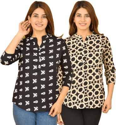 QuaClo Casual Printed Women Black Top