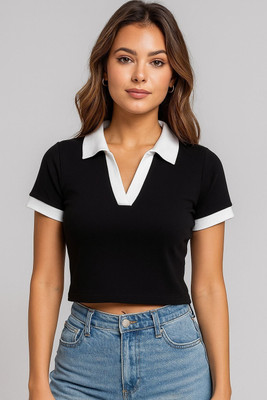 gita fashion Casual Solid Women Black, White Top