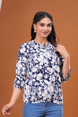BM enterprises Casual Printed Women Blue Top