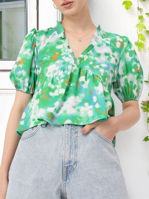 Dressberry Casual Printed Women Green Top