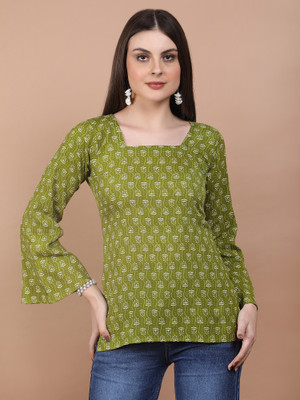 kurtiskraft Casual Floral Print Women Green Top