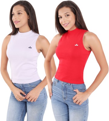 RiverHill Casual Solid Women Red, White Top