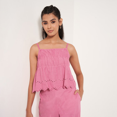Akkriti by Pantaloons Casual Solid Women Pink Top