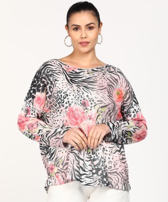 Zabaione Casual Full Sleeve Floral Print Women Pink Top