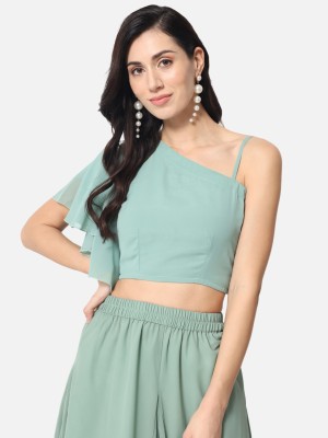 OTIRA Party Solid Women Light Green Top