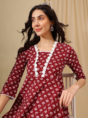 HERE&NOW Party Printed Women Maroon Top