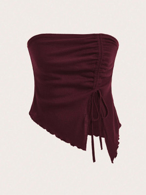 OUTZIDR Casual Solid Women Red Top