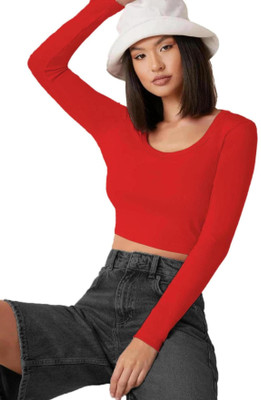 THE BLAZZE Casual Solid Women Red Top