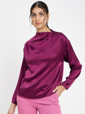 MADAME Casual Solid Women Maroon Top