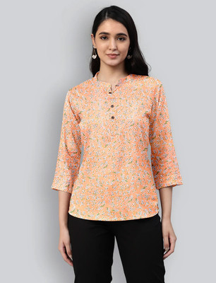 Lyra Casual Printed Women Orange Top