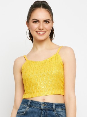 BRINNS Casual Embellished Women Yellow Top