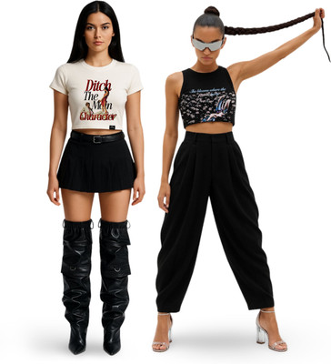 Dr.Drip Casual Printed Women White, Black Top