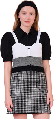 Icw Casual Striped Women Black Top