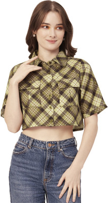 moomaya Casual Striped Women Green, White Top