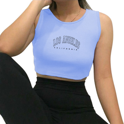 Fashion And Youth Casual Printed Women Light Blue Top
