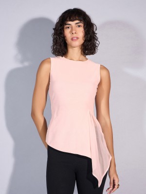 SASSAFRAS Party Solid Women Pink Top