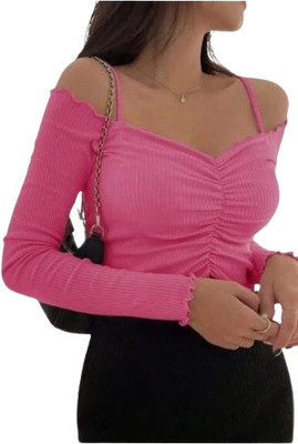Talitha Fashion Casual Solid Women Pink Top