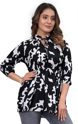 HEMANG FASHION Casual Printed Women Black, White Top