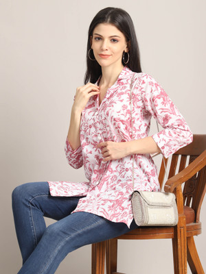 Aaradhya Fashion Party Printed Women White, Pink Top