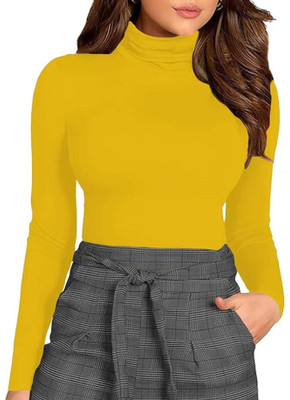 THE BLAZZE Casual Solid Women Yellow Top
