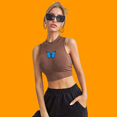 karan gupta Casual Self Design Women Brown Top