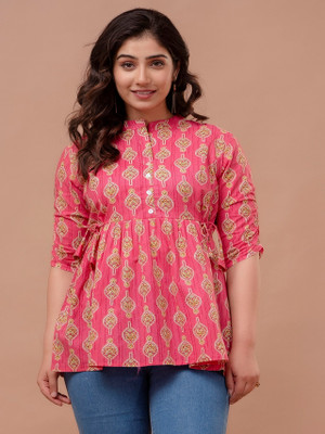 Vivan Enterprises Casual Printed Women Pink, Yellow Top