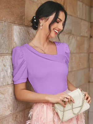 METRONAUT Casual Solid Women Purple Top