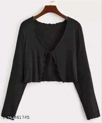 glitsy Casual Solid Women Black Top