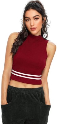 VED CREATION Party Striped Women Red Top