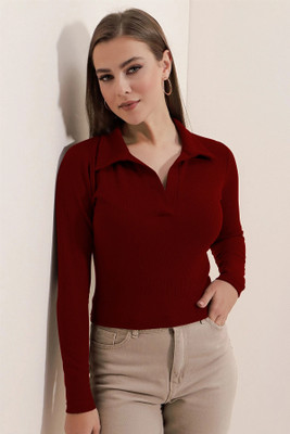 Maheshvi Casual Solid Women Maroon Top